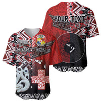 Personalised Aotearoa and Tonga Together Baseball Jersey Manaia and Tongan Tribal Cross - Taniko and Ngatu Art Tattoo