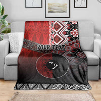 Personalised Aotearoa and Tonga Together Blanket Manaia and Tongan Tribal Cross - Taniko and Ngatu Art Tattoo