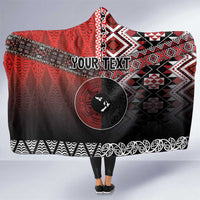 Personalised Aotearoa and Tonga Together Hooded Blanket Manaia and Tongan Tribal Cross - Taniko and Ngatu Art Tattoo