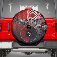 Personalised Aotearoa and Tonga Together Spare Tire Cover Manaia and Tongan Tribal Cross - Taniko and Ngatu Art Tattoo