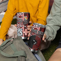 Personalised Aotearoa and Tonga Together Tumbler Cup Manaia and Tongan Tribal Cross - Taniko and Ngatu Art Tattoo