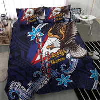 American Samoa Flag Day Bedding Set Bald Eagle with Uatogi and Fue - Polynesian and Floral Tribal Tattoo