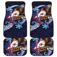 American Samoa Flag Day Car Mats Bald Eagle with Uatogi and Fue - Polynesian and Floral Tribal Tattoo LT03 - Polynesian Pride