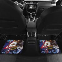 American Samoa Flag Day Car Mats Bald Eagle with Uatogi and Fue - Polynesian and Floral Tribal Tattoo LT03 Set 2pcs - Back Navy - Polynesian Pride