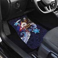 American Samoa Flag Day Car Mats Bald Eagle with Uatogi and Fue - Polynesian and Floral Tribal Tattoo LT03 - Polynesian Pride