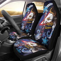 American Samoa Flag Day Car Seat Cover Bald Eagle with Uatogi and Fue - Polynesian and Floral Tribal Tattoo