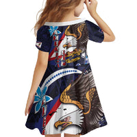 American Samoa Flag Day Family Matching Long Sleeve Bodycon Dress and Hawaiian Shirt Bald Eagle with Uatogi and Fue - Polynesian and Floral Tribal Tattoo LT03 - Polynesian Pride