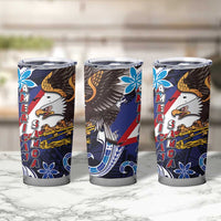 American Samoa Flag Day Tumbler Cup Bald Eagle with Uatogi and Fue - Polynesian and Floral Tribal Tattoo LT03 - Polynesian Pride