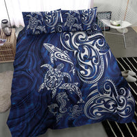 New Zealand Connecting with Seas Bedding Set Maori Tribal and Sea Animals Tattoo - White Glass Style