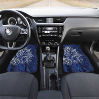 New Zealand Connecting with Seas Car Mats Maori Tribal and Sea Animals Tattoo - White Glass Style LT03 Set 2pcs - Front Navy - Polynesian Pride