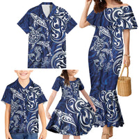 New Zealand Connecting with Seas Family Matching Mermaid Dress and Hawaiian Shirt Maori Tribal and Sea Animals Tattoo - White Glass Style LT03 - Polynesian Pride