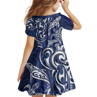 New Zealand Connecting with Seas Family Matching Off Shoulder Short Dress and Hawaiian Shirt Maori Tribal and Sea Animals Tattoo - White Glass Style LT03 - Polynesian Pride