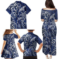 New Zealand Connecting with Seas Family Matching Puletasi and Hawaiian Shirt Maori Tribal and Sea Animals Tattoo - White Glass Style LT03 - Polynesian Pride