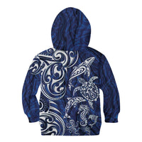 New Zealand Connecting with Seas Kid Hoodie Maori Tribal and Sea Animals Tattoo - White Glass Style