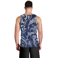 New Zealand Connecting with Seas Men Tank Top Maori Tribal and Sea Animals Tattoo - White Glass Style