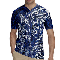 New Zealand Connecting with Seas Rugby Jersey Maori Tribal and Sea Animals Tattoo - White Glass Style LT03 - Polynesian Pride