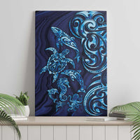 New Zealand Connecting with Seas Canvas Wall Art Maori Tribal and Sea Animals Tattoo - Sea Texture Glass Style