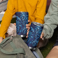New Zealand Connecting with Seas Tumbler Cup Maori Tribal and Sea Animals Tattoo - Sea Texture Glass Style LT03 - Polynesian Pride