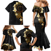 Polynesian Spiral Tribal Tattoo Family Matching Mermaid Dress and Hawaiian Shirt Golden Color LT03 - Polynesian Pride