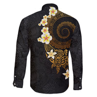 Polynesian Spiral Tribal Tattoo Family Matching Off Shoulder Maxi Dress and Hawaiian Shirt Golden Color LT03 - Polynesian Pride