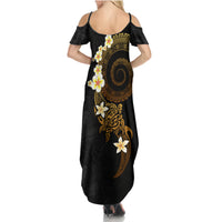 Polynesian Spiral Tribal Tattoo Family Matching Summer Maxi Dress and Hawaiian Shirt Golden Color LT03 - Polynesian Pride