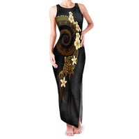 Polynesian Spiral Tribal Tattoo Family Matching Tank Maxi Dress and Hawaiian Shirt Golden Color LT03 Mom's Dress Yellow - Polynesian Pride