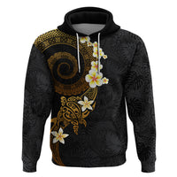 Polynesian Spiral Tribal Tattoo Hoodie Golden Color