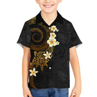 Polynesian Spiral Tribal Tattoo Kid Hawaiian Shirt Golden Color