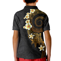 Polynesian Spiral Tribal Tattoo Kid Polo Shirt Golden Color