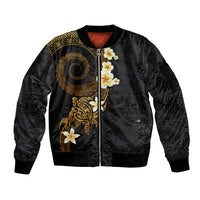Polynesian Spiral Tribal Tattoo Sleeve Zip Bomber Jacket Golden Color