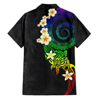 Polynesian Spiral Tribal Tattoo Family Matching Short Sleeve Bodycon Dress and Hawaiian Shirt Fanciful Color LT03 - Polynesian Pride