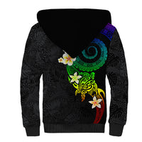 Polynesian Spiral Tribal Tattoo Sherpa Hoodie Fanciful Color