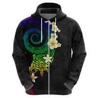 Polynesian Spiral Tribal Tattoo Zip Hoodie Fanciful Color
