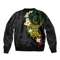Polynesian Spiral Tribal Tattoo Bomber Jacket Reggae Color