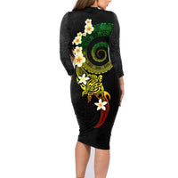 Polynesian Spiral Tribal Tattoo Family Matching Long Sleeve Bodycon Dress and Hawaiian Shirt Reggae Color LT03 - Polynesian Pride