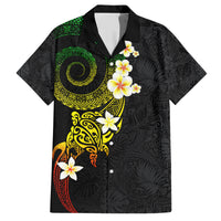 Polynesian Spiral Tribal Tattoo Family Matching Short Sleeve Bodycon Dress and Hawaiian Shirt Reggae Color LT03 Dad's Shirt - Short Sleeve Reggae - Polynesian Pride
