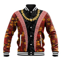 Hawaii Lei and Hibiscus Flowers Tribal Baseball Jacket Patchwork Abstract Vintage