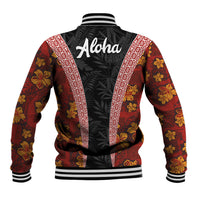 Hawaii Lei and Hibiscus Flowers Tribal Baseball Jacket Patchwork Abstract Vintage