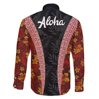 Hawaii Lei and Hibiscus Flowers Tribal Family Matching Long Sleeve Bodycon Dress and Hawaiian Shirt Patchwork Abstract Vintage