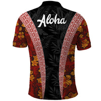 Hawaii Lei and Hibiscus Flowers Tribal Polo Shirt Patchwork Abstract Vintage