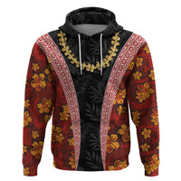 Hawaii Lei and Hibiscus Flowers Tribal Zip Hoodie Patchwork Abstract Vintage