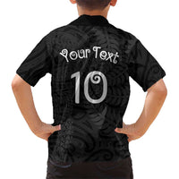 Aotearoa Volleyball Custom Kid Hawaiian Shirt Silver Ferns and Maori Tribal Black LT03 - Polynesian Pride