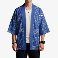 New Zealand Sea Animals Kimono with Maori Koru Tribal Tattoo and Silver Ferns Aquatic Style LT03 - Polynesian Pride