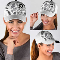 New Zealand Sea Animals Classic Cap with Maori Koru Tribal Tattoo and Silver Ferns White Color LT03 - Polynesian Pride