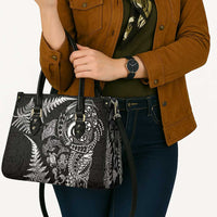 New Zealand Sea Animals Leather Bag with Maori Koru Tribal Tattoo and Silver Ferns Black Color LT03 - Polynesian Pride