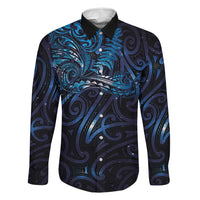 New Zealand New Year-Matariki Family Matching Off The Shoulder Long Sleeve Dress and Hawaiian Shirt Aotearoa Maori Tattoo Galaxy Sky LT03 Dad's Shirt - Long Sleeve Multicolor - Polynesian Pride