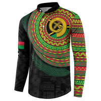 Vanuatu Tribal Tattoo with Namele Leaves Button Sweatshirt