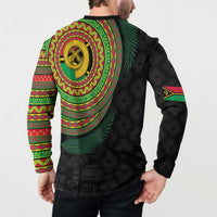 Vanuatu Tribal Tattoo with Namele Leaves Button Sweatshirt