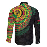 Vanuatu Tribal Tattoo with Namele Leaves Family Matching Long Sleeve Bodycon Dress and Hawaiian Shirt