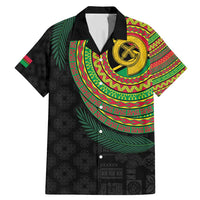 Vanuatu Tribal Tattoo with Namele Leaves Family Matching Mermaid Dress and Hawaiian Shirt